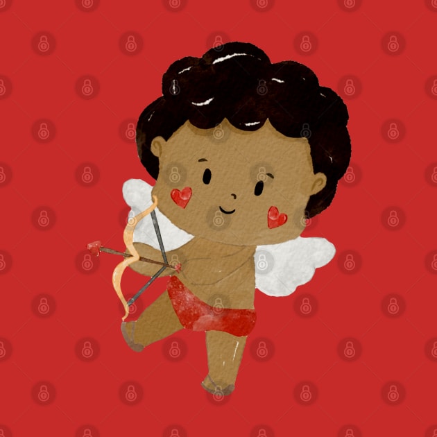 Cute Brown Valentines day Angel Cupid by MutchiDesign