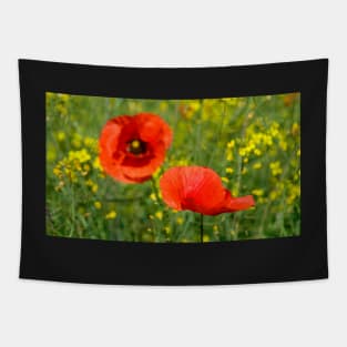 Wild Red Poppies Tapestry