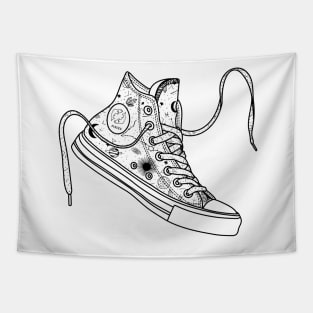 Pisces High tops - Black &amp; white Tapestry