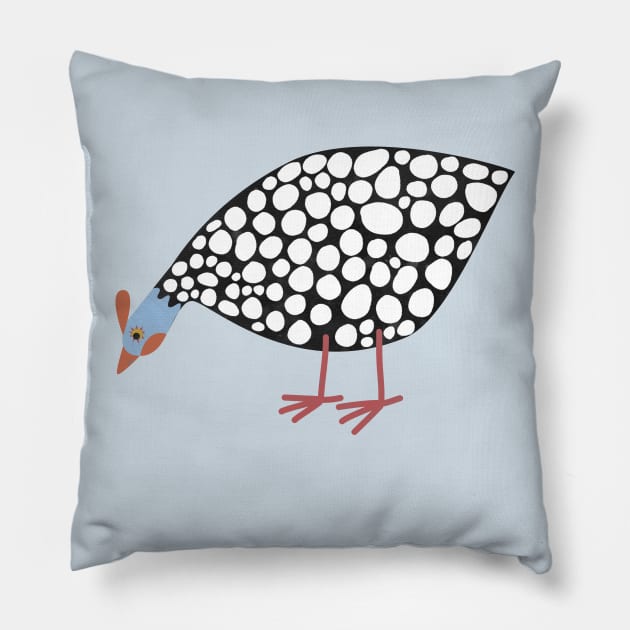 Guinea Hen Farmyard Art Pillow by NicSquirrell