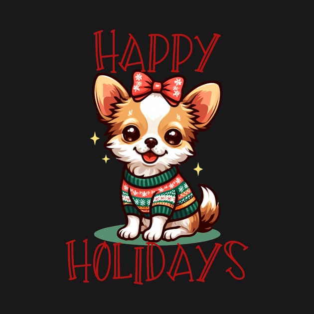 Happy Holidays Cute Christmas Puppy by CeeGunn