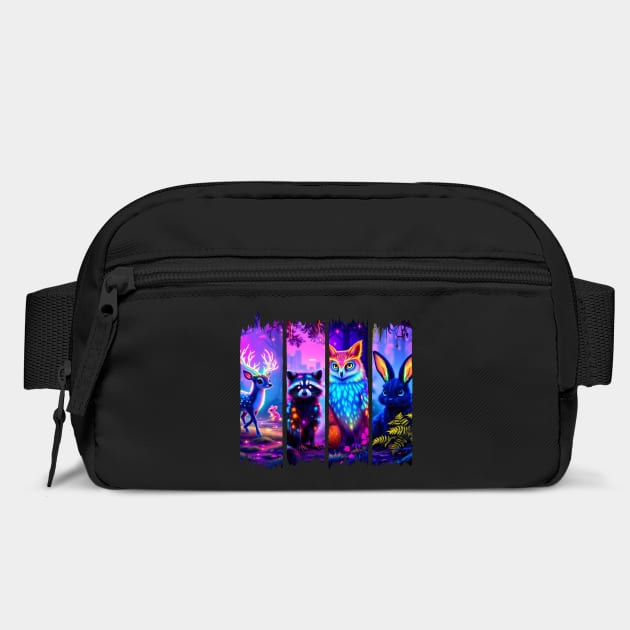 Forest Animals Vaporwave Synthwave Glitch Paint Stroke by Luxinda