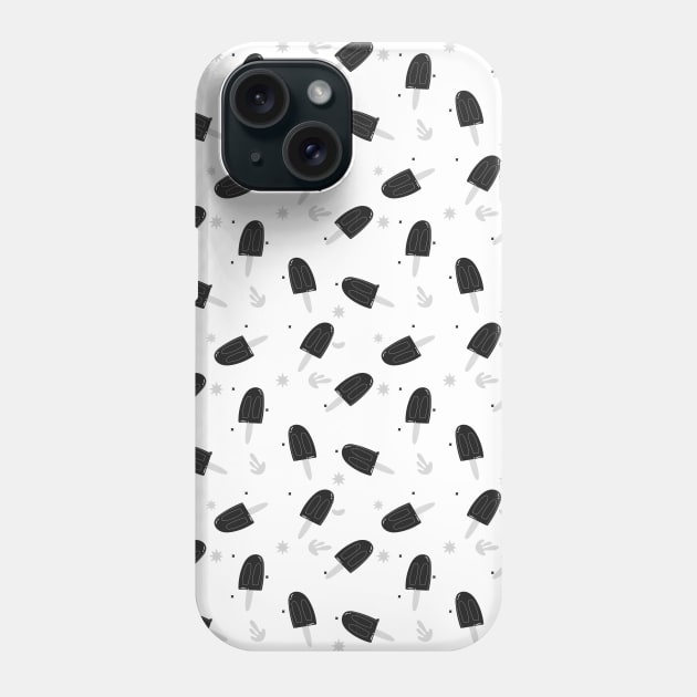 Black and white ice cream seamless pattern Phone Case by Ginstore