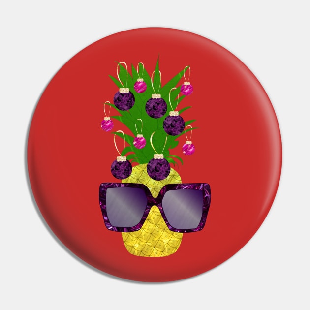 Purple Pineapple Christmas with Glasses Pin by calliew1217