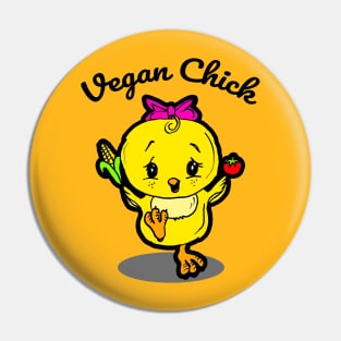 Vegan Chick with Cute Baby Chick Pin