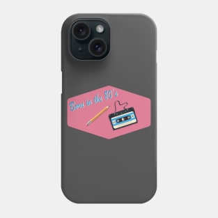 Born in the Eighties, with Cassette and Pencil (Blue and Pink) Phone Case