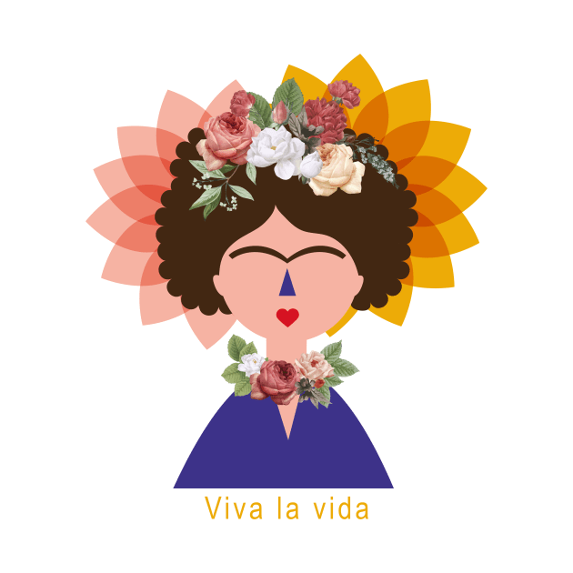 Funny tshirt, cute Frida kahlo feminist, feminism portrait, mexican painter colorful flowers viva la vida by sugarcloudlb-studio