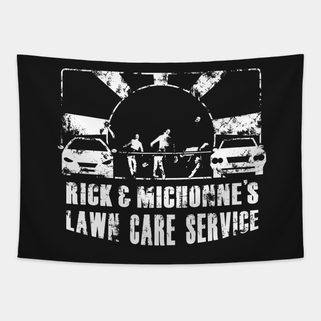 Retro Rick & Michonne's Lawn Care Tapestry by Awesome AG Designs