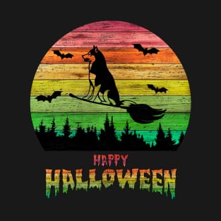 Vintage Halloween Dog Witch T-Shirt