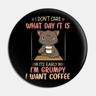 Funny Angry Cat Coffee Lover Feline Morning Animal Pin