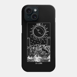 "La Luna" The Moon Tarot Card Black and White Phone Case