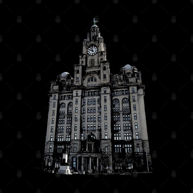 Liverpool Liver Building Colour Abstract by tribbledesign