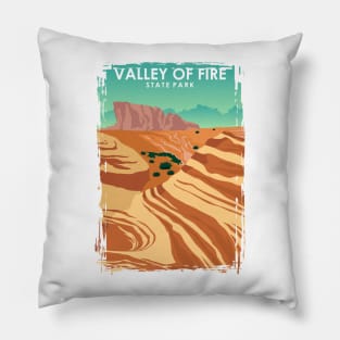 Valley of Fire State Park Vintage Travel Poster Pillow