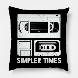 Simpler Times // Retro VHS Floppy Disk Audio Cassette Pillow