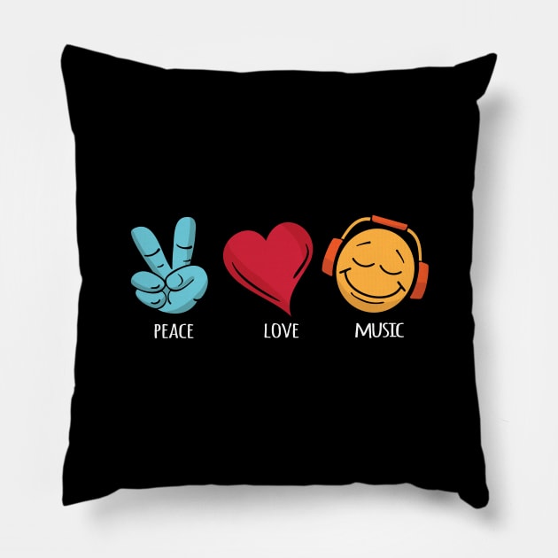 Peace Love Music Pillow by hobrath