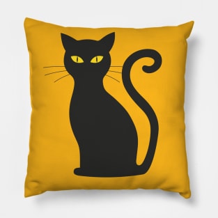 Cat Halloween Silhouette Mieze Black Cat Black Pillow