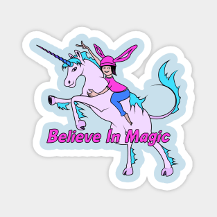 Girl Riding Unicorn, Believe In Magic Magnet