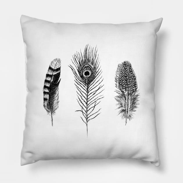 Feathers Print Pillow by rachelsfinelines