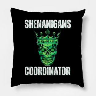 Shenanigans Coordinator - Green Skull Wearing A Crown Pillow