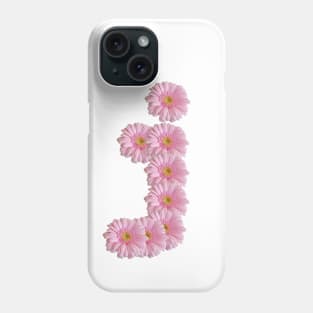 Letter j Pink Gerbera Daisy Phone Case