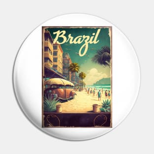 Brazil Beach Vintage Travel Art Poster Pin