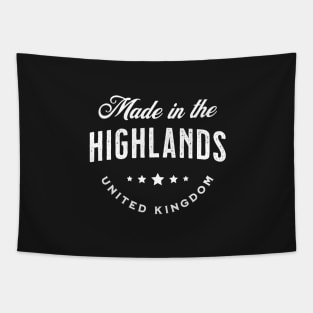 Made In The Highlands, UK - Vintage Logo Text Design Tapestry