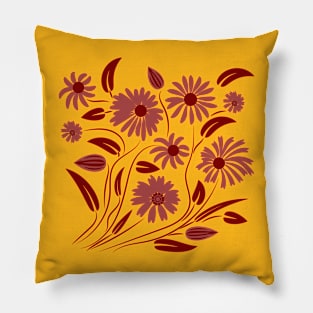 Folk flowers floral art print  Flowers abstract art Pillow