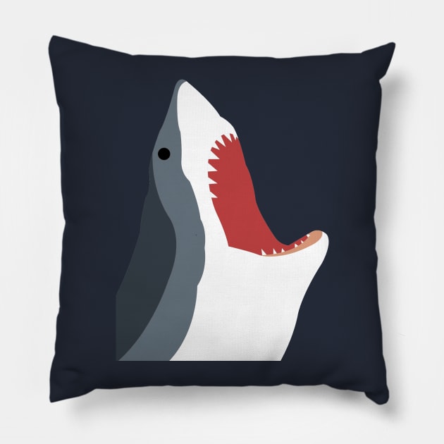 Close Up Shark Face Graphic Mouth Open Wide With Teeth Pillow by FlashMac