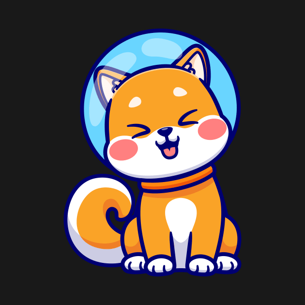 Cute Shiba Inu Dog Astronaut Sitting Cartoon by Catalyst Labs