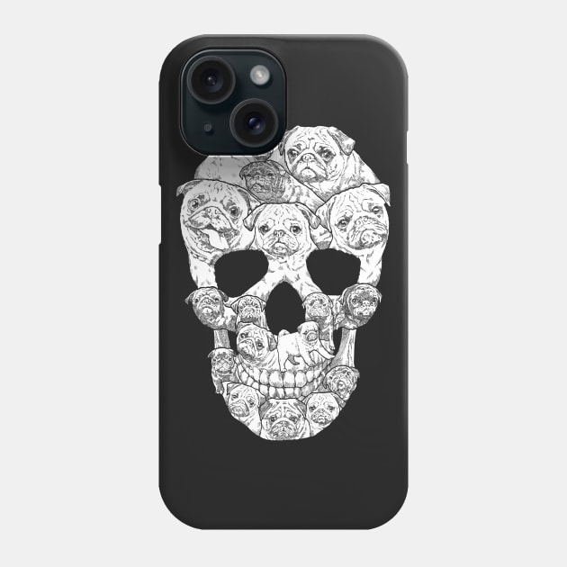 Pug Skull Phone Case by Dinny