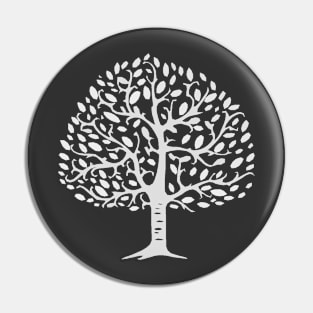 White Abstract Tree Pin