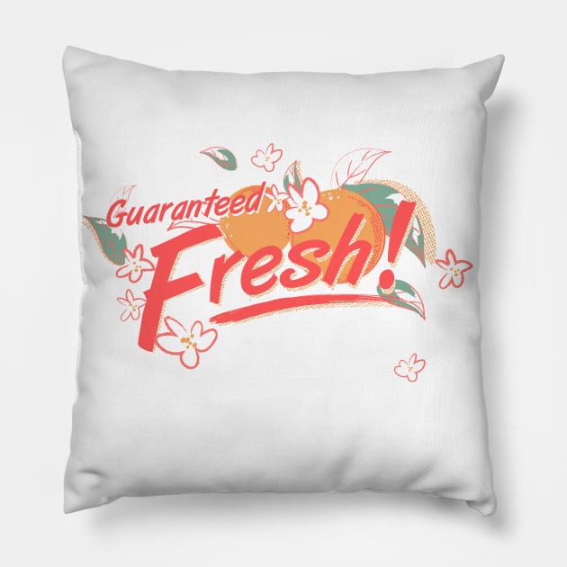 Oranges Guaranteed Fresh- by Cathy Clark-Ramirez Pillow by Cathy Clark-Ramirez