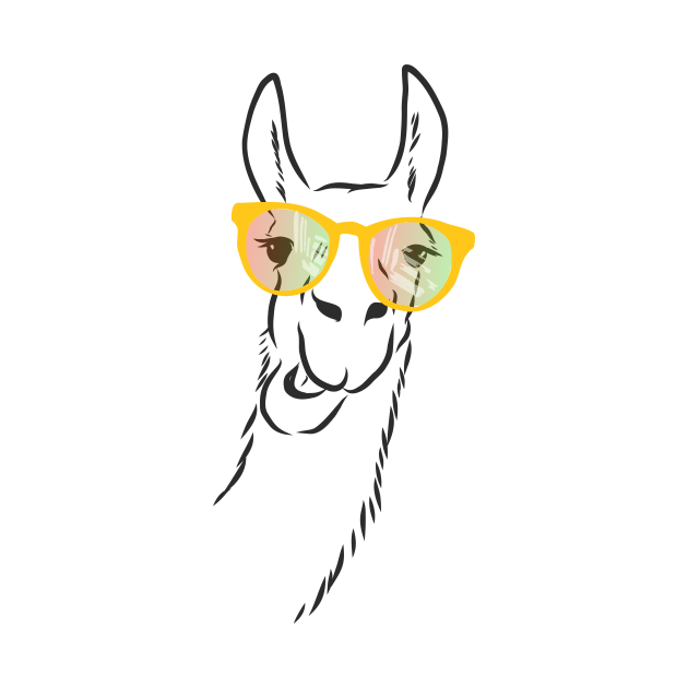 cute llama in fashionable glasses by Elala