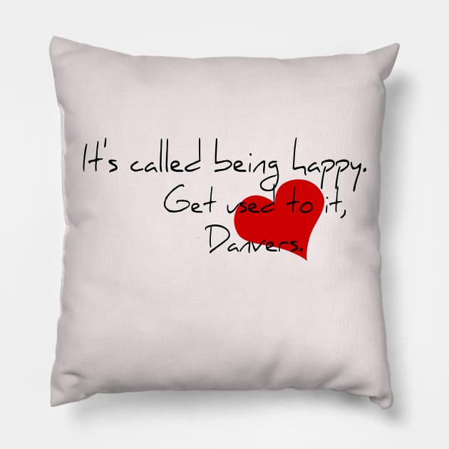 Happy Danvers Pillow by ManuLuce