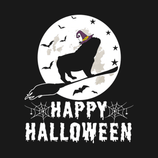 English Bulldog Dog Witch Happy Halloween Funny T-Shirt