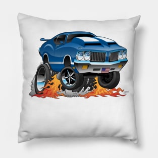 Classic Seventies American Muscle Car Hot Rod Cartoon Pillow