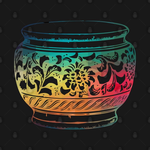 Rainbow abstract flower design on a pot 08 by AdiDsgn