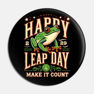 Happy Leap Day - Vibrant Frog Celebration Pin