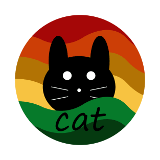 Cat - wavy rainbow circle design T-Shirt
