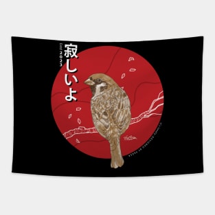 Japanese Birds "it's lonely" t-shirt Tapestry