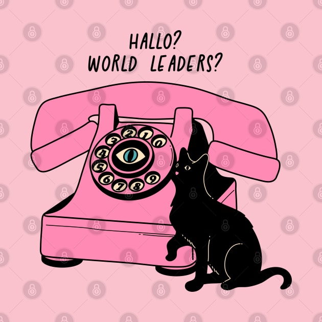 World Domination Black Cat in pink by The Charcoal Cat Co.