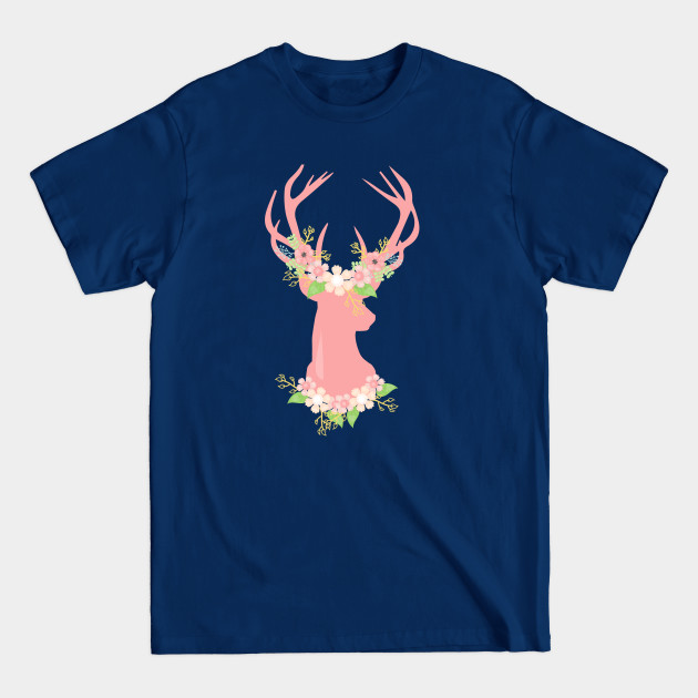 Disover Floral Deer - Pink - Deer - T-Shirt