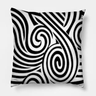 Black and White Abstract Swirly Design Pillow