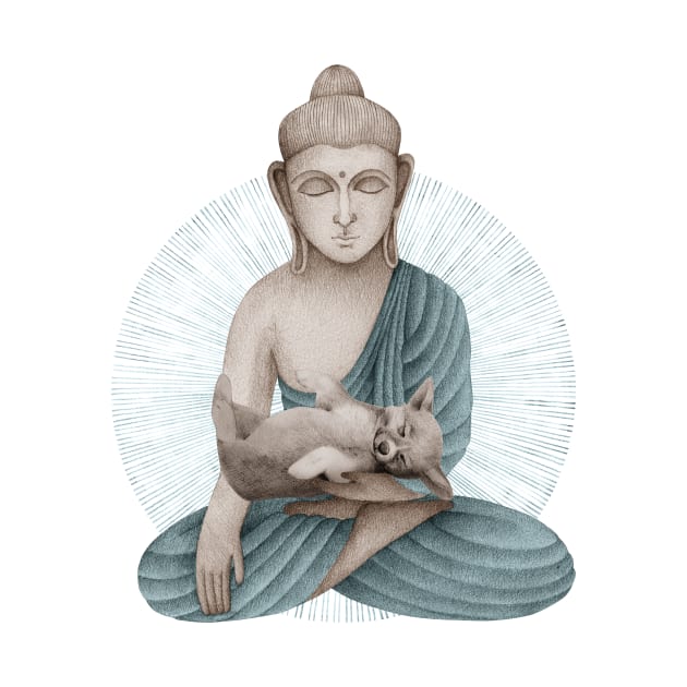 blue Buddha with puppy by KindSpirits