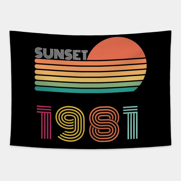 Sunset Retro Vintage 1981 Tapestry by Happysphinx