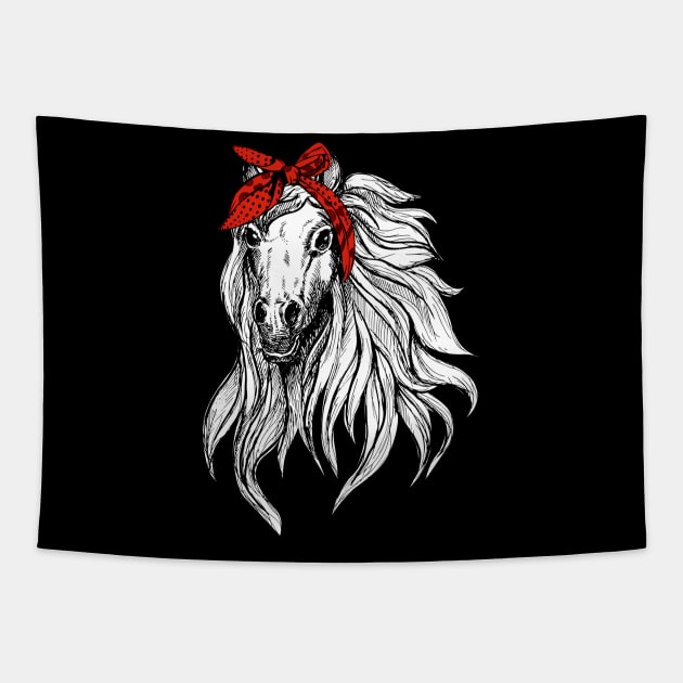 Horse Bandana T Shirt for Horseback Riding Horse Lover Tapestry by Walkowiakvandersteen