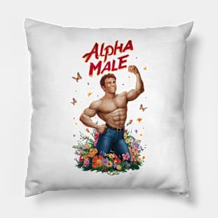 Alpha Male Funny Flowers Butterflies Gift Fathers Day Gay Man LGBT Pride Pillow