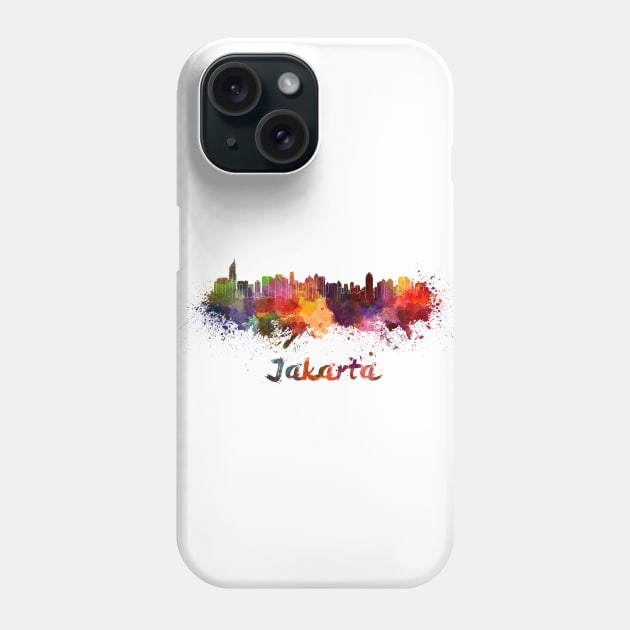 Jakarta skyline in watercolor Phone Case by PaulrommerArt