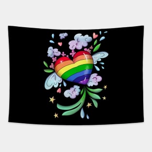 Rainbow Winged Heart Tapestry