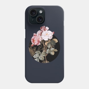 Vintage Pink Damask Rose Botanical Illustration on Circle Phone Case